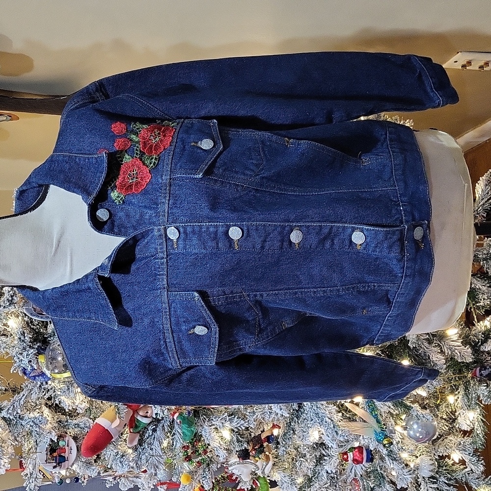 Baby Phat Denim Jacket with Red Rose Embroidery - Picture 5 of 12